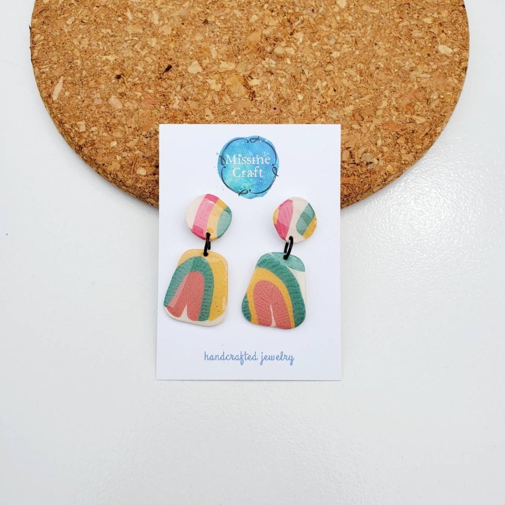 Earrings Arch rainbows polymer clay handmade